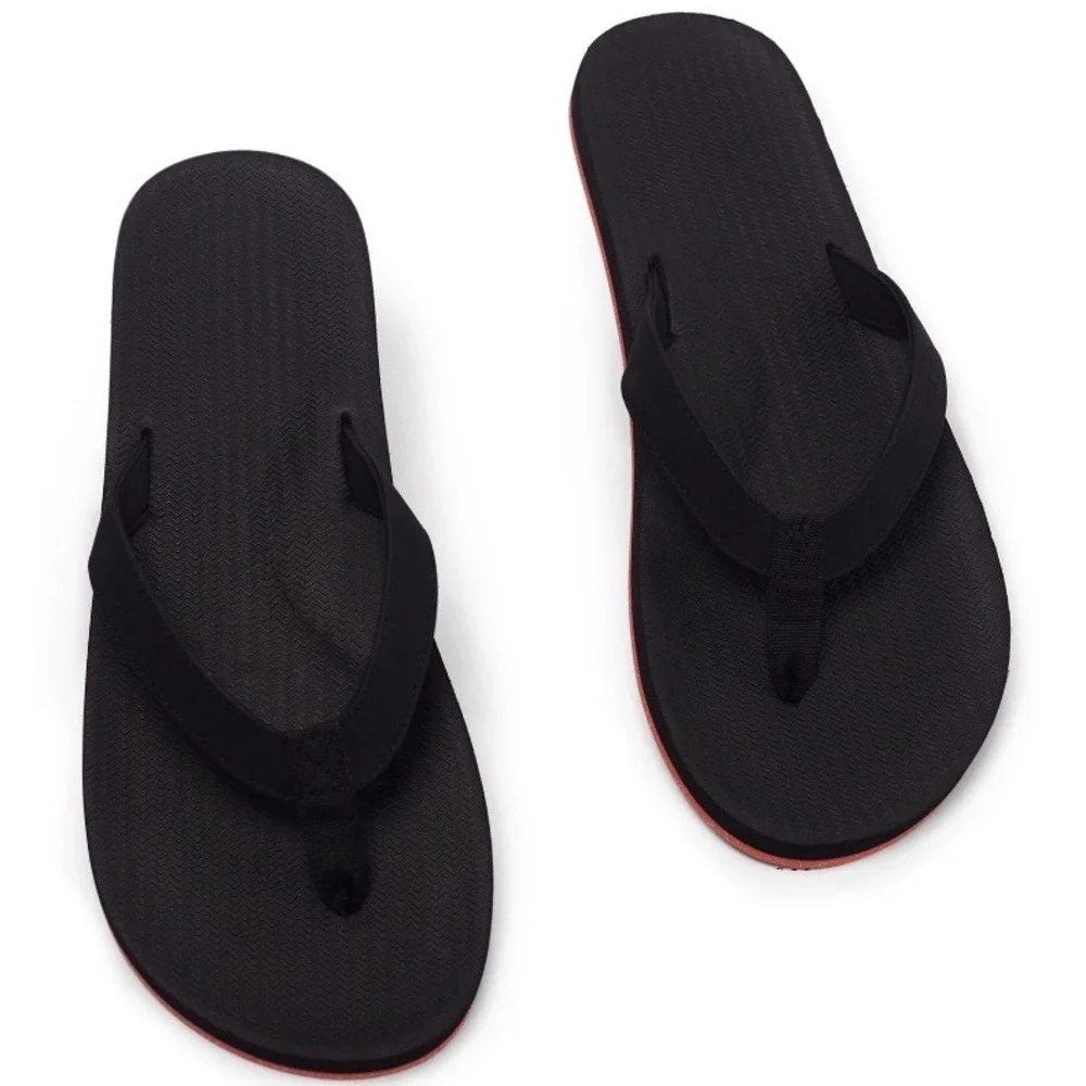 Indosole Mens Sneaker Sole Flip Flops Black Orange MSAFLP Size 7-8
